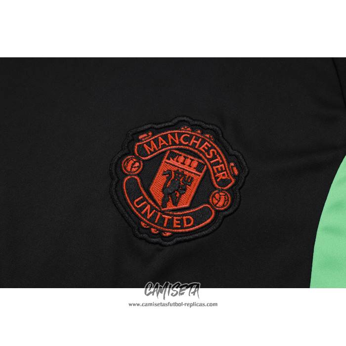 Chandal del Manchester United 2023-2024 Manga Corta Negro - Pantalon Corto